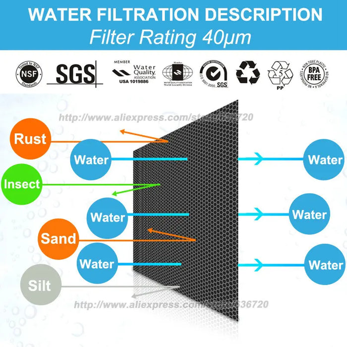 2700L/H Reusable Whole House Spindown Pre Sediment Water Filter, 40 Micron, Water Pre-Filter System, 3/4" FNPT + 1/2"MNPT, Brass