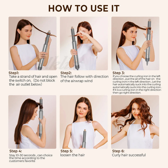 8-in-1 Multifunctional Styling Hot Air Electric Hair Blow Dryer Hairdryer Set Volume Styler Hair Styling Brush Comb