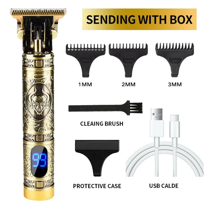 Electric Grooming Rechargeable Cordless Close Cutting 0mm Baldheaded Hair Clippers T-Blade Trimmer for Men Beard Shaver