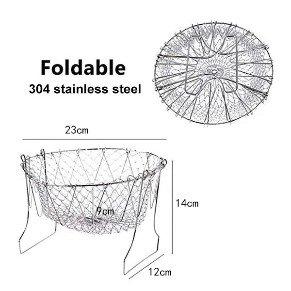  Hot Sale 304 or 201 Stainless Steel Mesh Cooking Net Gadgets Basket for Fried Food or Store Fruit and Snacks