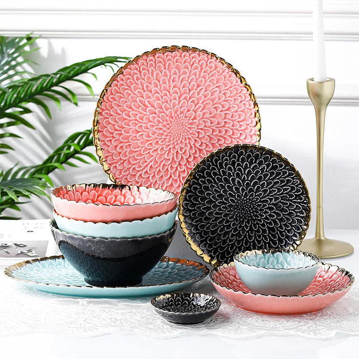 Factory Direct Sell Restaurant Soup Bowl Ceramic Steak Plate Full Crockery Dinner Sets Luxury Porcelain Dinnerware Set