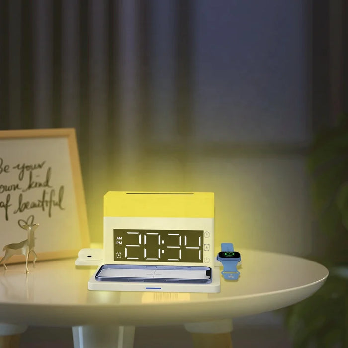 Dropshipping 2022 New Product Multifunctional Alarm Clock Fast charging 15W Wireless Charger Stand with Night Light