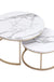 2Pcs Marble Texture Coffee Table for Living Room Sofa Side Round Coffee Tea Table 2 in 1 Combination Furniture Golden White