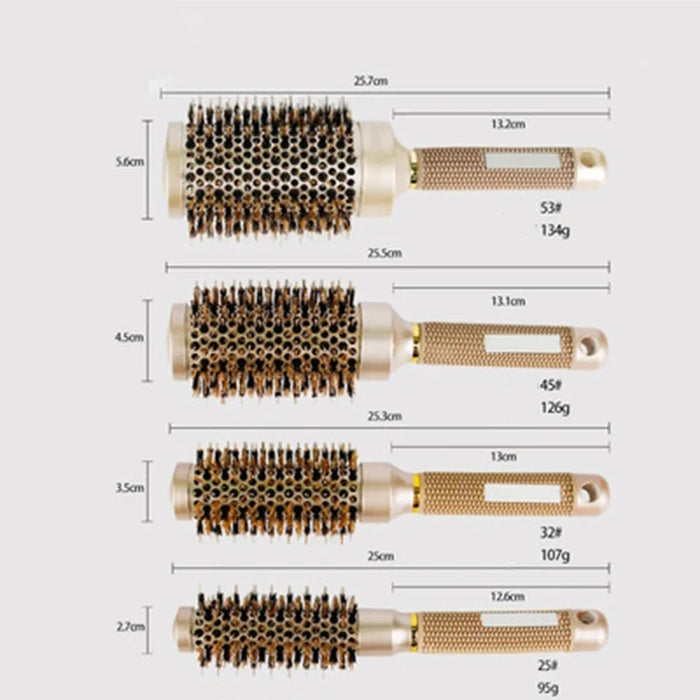 Round Brush Nano Thermal Ceramic Ionic Hair Brush Round Barrel Brush with Boar Bristles Enhance Texture for Hair Drying Styling