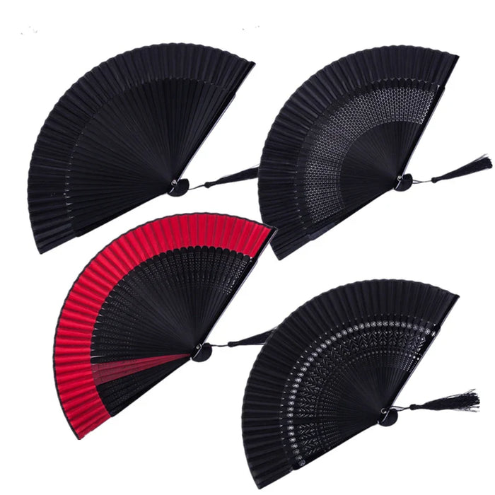 Chinese Style Black Fan Folding Female Classical Dance Craft Folding Fan