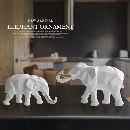 2pcs Elephant figurine resin for home office hotel decoration tabletop animal modern craft India white Elephant statue decor