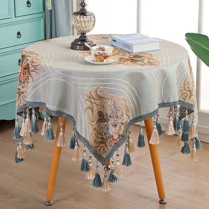 European Exquisite Embroidered Fringe Lace Tablecloth Balcony Small Round Table Kitchen Restaurant Christmas Wedding Decoration
