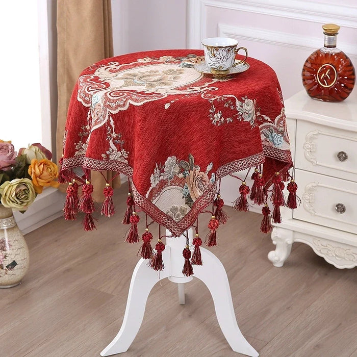 European Exquisite Embroidered Fringe Lace Tablecloth Balcony Small Round Table Kitchen Restaurant Christmas Wedding Decoration