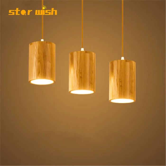 Designer Nordic simple Wood Pendant Lights led hanging lamp Kitchen Island bar hotel home decor E27