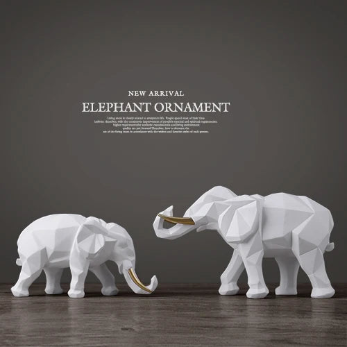 2pcs Elephant figurine resin for home office hotel decoration tabletop animal modern craft India white Elephant statue decor