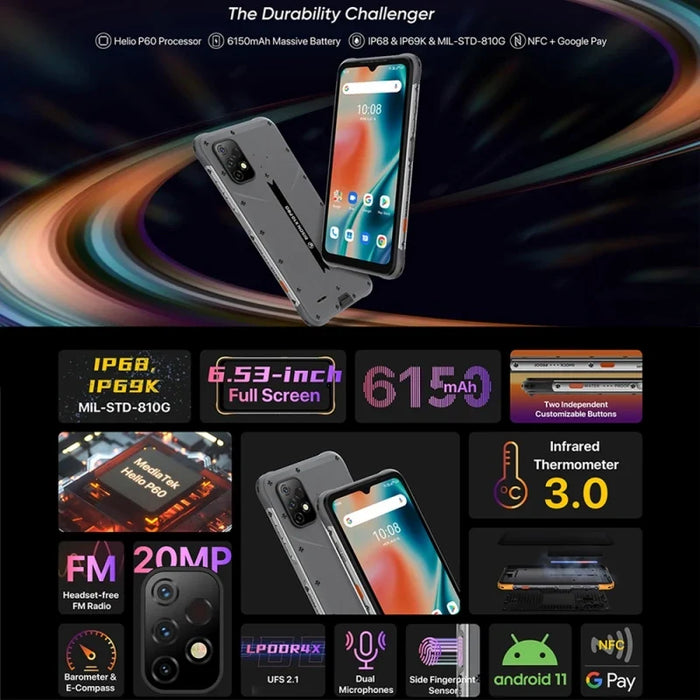 2021 Hot Sell UMIDIGI BISON X10 Pro 4G Android Rugged Phone, 4GB+128GB 6150mAh 6.53 inch Android 11 Support NFC Smartphone