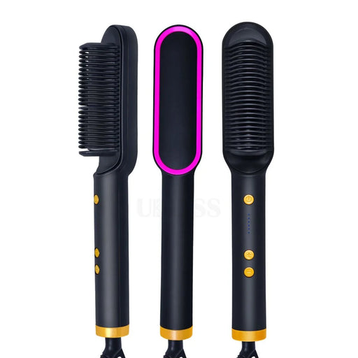 Dropshipping 2 In 1 Hair Brush Ionic Beard Straightener Volumizing Hair Straightener Comb Styling Tool