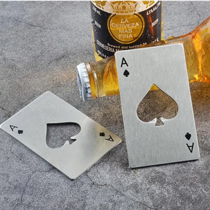 Beer tools credit card stainless steel flat casino poker ace bottle opener