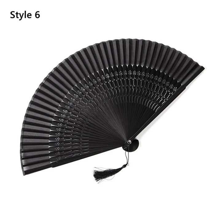 Chinese Style Black Fan Folding Female Classical Dance Craft Folding Fan