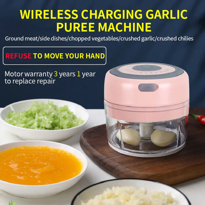 CK-G02 Kitchen accessories wireless Vegetable Cutter meat food chopper mini electric garlic crusher chili and ginger crusher