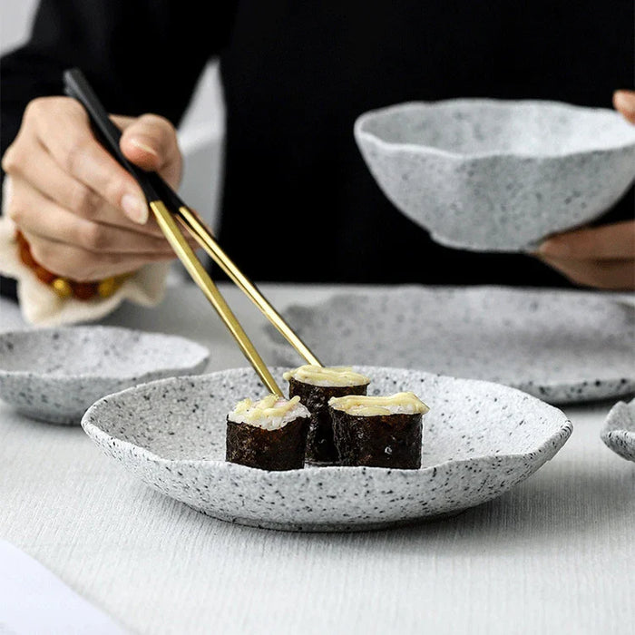 Factory direct Sell Dinnerware Granite Bowl Set Exquisite Plate Set Modern Japanese Ceramic Dinner Set