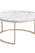 2Pcs Marble Texture Coffee Table for Living Room Sofa Side Round Coffee Tea Table 2 in 1 Combination Furniture Golden White