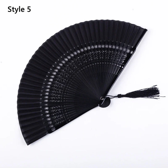 Chinese Style Black Fan Folding Female Classical Dance Craft Folding Fan