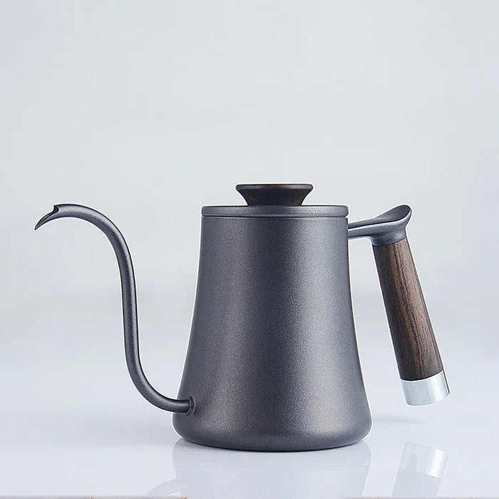 600ml Tea Kettle 304 Stainless Steel Coffee Pot Coffee Kettle with Long Wooden Handle