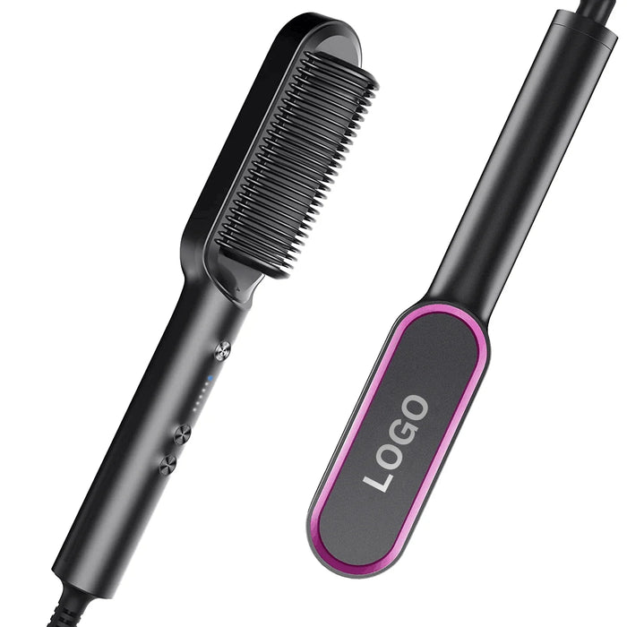 Dropshipping 2 In 1 Hair Brush Ionic Beard Straightener Volumizing Hair Straightener Comb Styling Tool