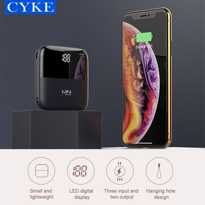 Cyke Q5 10000mAh Mini Power Bank Dual Usb Portable Charger Ultra Slim Mobile power supply Digital display With 2 Usb Port For Ce