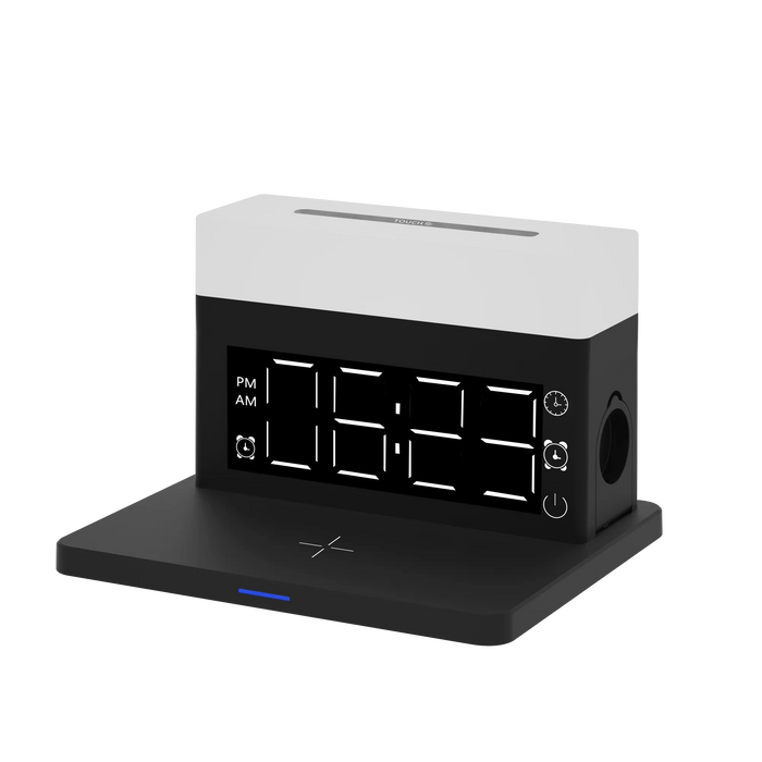 Dropshipping 2022 New Product Multifunctional Alarm Clock Fast charging 15W Wireless Charger Stand with Night Light