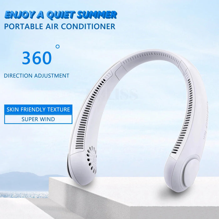 4000mAh Portable Bladeless Hanging Neck Cooling Fan USB Rechargeable Portable Neck Fan