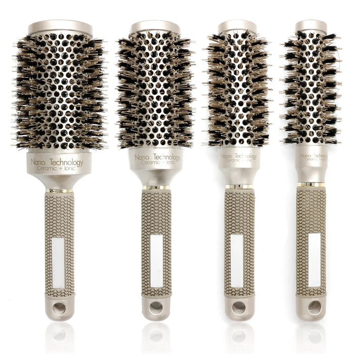 Round Brush Nano Thermal Ceramic Ionic Hair Brush Round Barrel Brush with Boar Bristles Enhance Texture for Hair Drying Styling