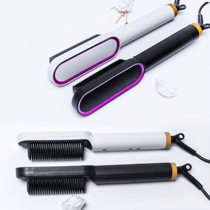 Dropshipping 2 In 1 Hair Brush Ionic Beard Straightener Volumizing Hair Straightener Comb Styling Tool