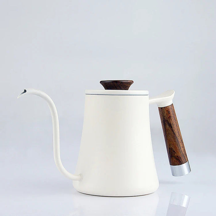 600ml Tea Kettle 304 Stainless Steel Coffee Pot Coffee Kettle with Long Wooden Handle