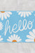 Feblilac Hello White Daisy Sky Blue Bath Mat