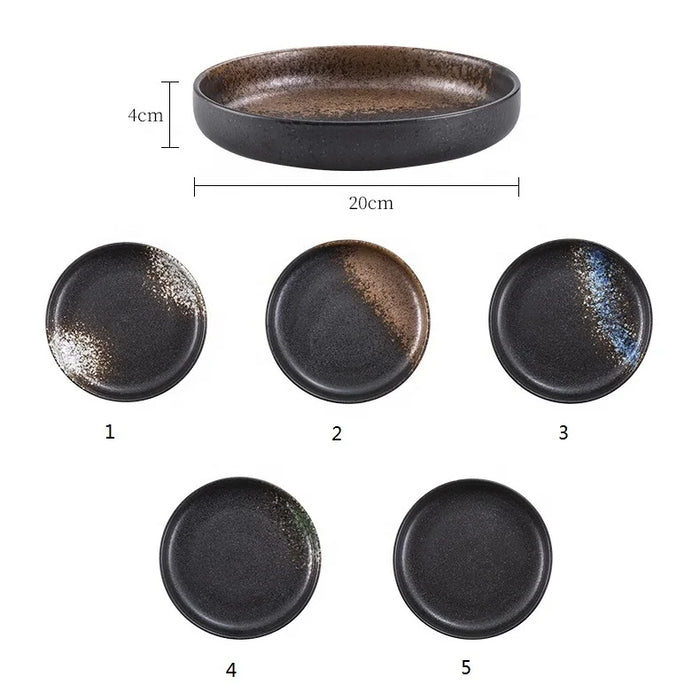 Dinnerware Ceramics Plate Dishes Dinning Ware Set Restaurant Rustic Corckery Dinner Round Serving Platter Porcelain Tableware