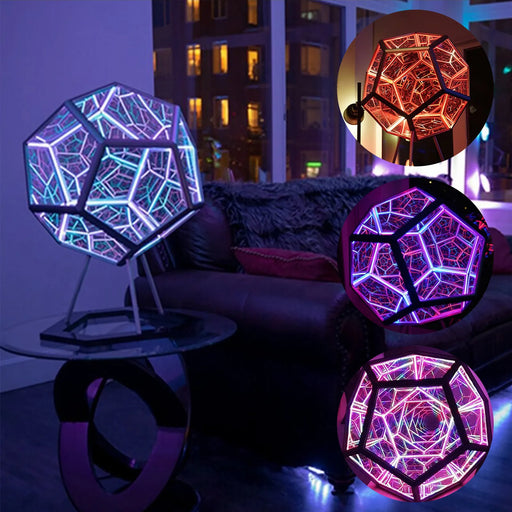 Christmas Infinite Dodecahedron Color Art Light Usb Charging Decorative Lamp Home Desktop Decoration Aesthetic Room Decor