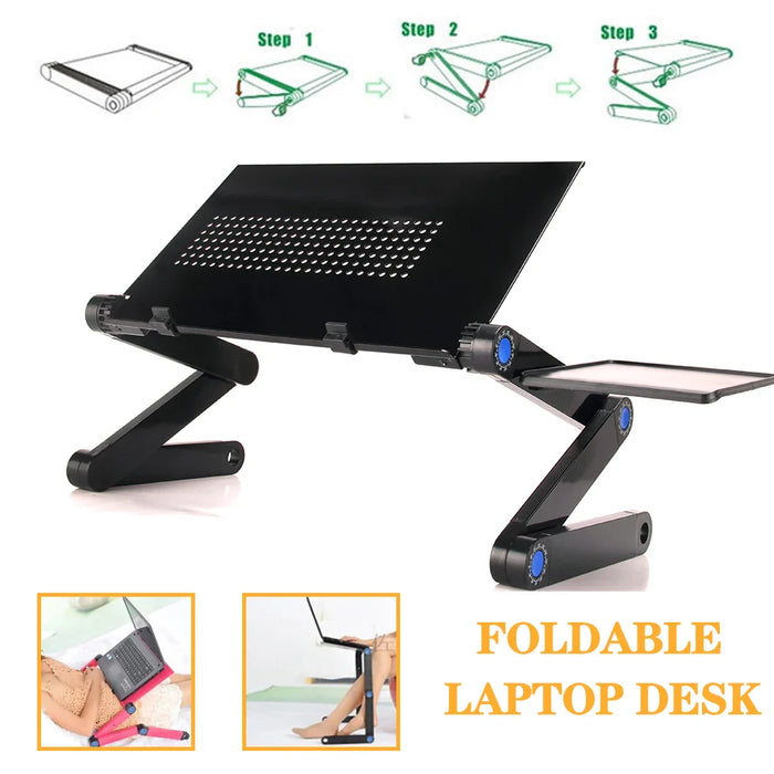 Adjustable Laptop Desk Stand Portable Aluminum Ergonomic Lapdesk For TV Bed Sofa PC Notebook Table Desk Stand With Mouse Pad