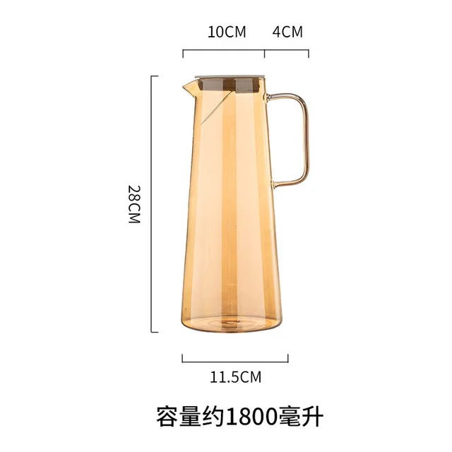 Factory OEM ODM 1350ml and 1800ml High borosilicate glass heat resisting cold water jug teapot thickened glass water set