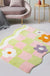 Feblilac Colorful Checkerboard Flower Mat for Living Room Bedroom Bathroom, Area Rug for Home