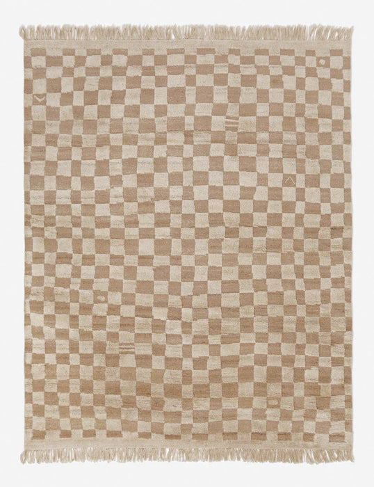 Irregular Checkerboard Hand-Knotted Wool Rug by Sarah Sherman Samuel