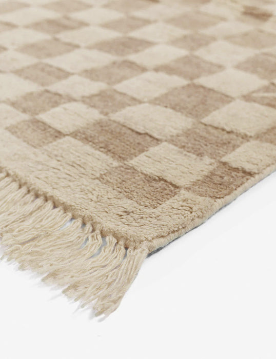 Irregular Checkerboard Hand-Knotted Wool Rug by Sarah Sherman Samuel