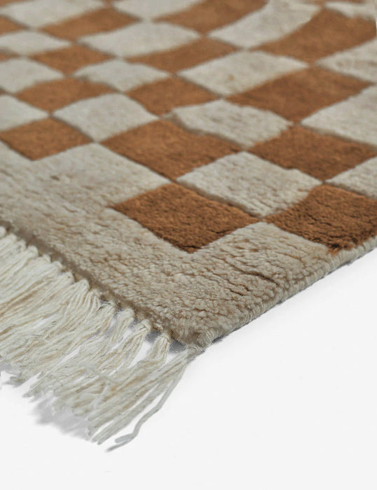 Irregular Checkerboard Hand-Knotted Wool Rug by Sarah Sherman Samuel