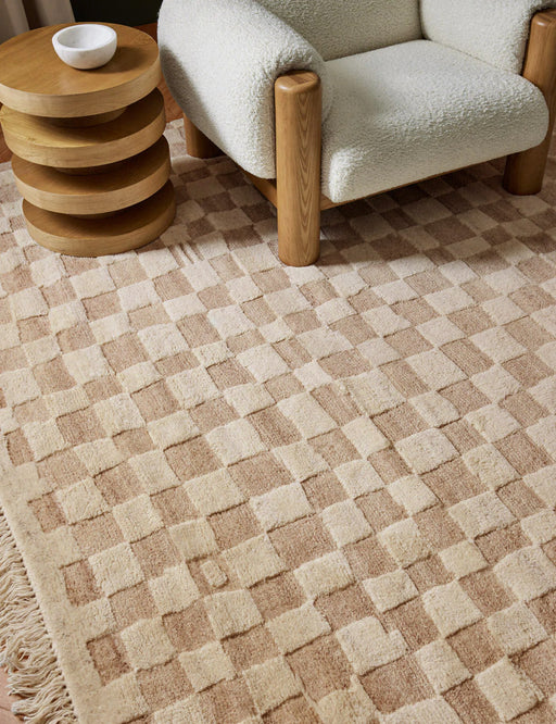 Irregular Checkerboard Hand-Knotted Wool Rug by Sarah Sherman Samuel