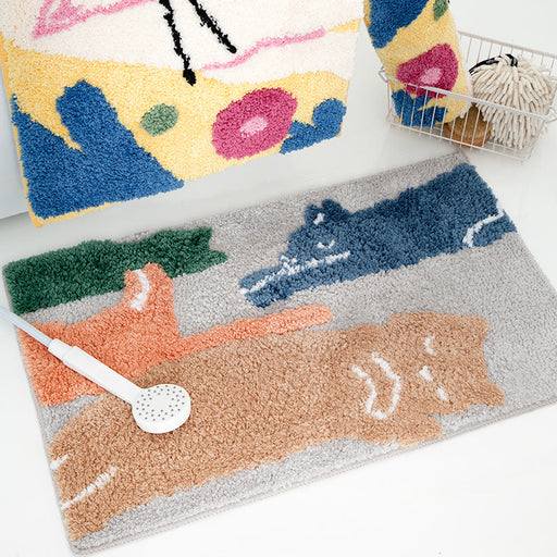 Lazy Cartoon Cats Bath Mat