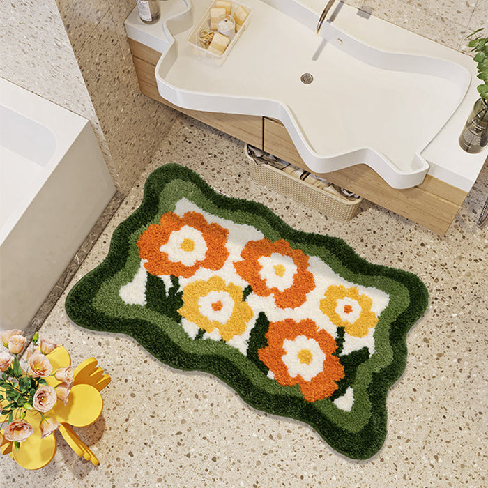 Lovely Flowers Bath Mat, Cute Floral Bathroom Rug, Multiple Sizes Available