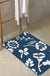 White and Navy Flower Bath Mat