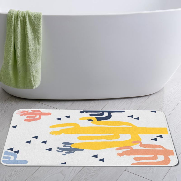 Pink Yellow Blue Cactus Bath Mat