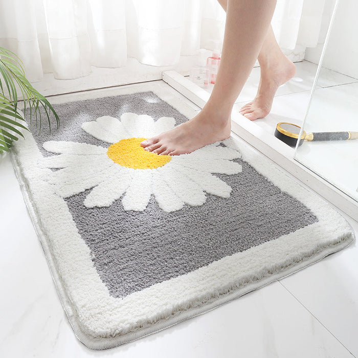 Feblilac Daisy Chrysanthemum Flower Bath Mat