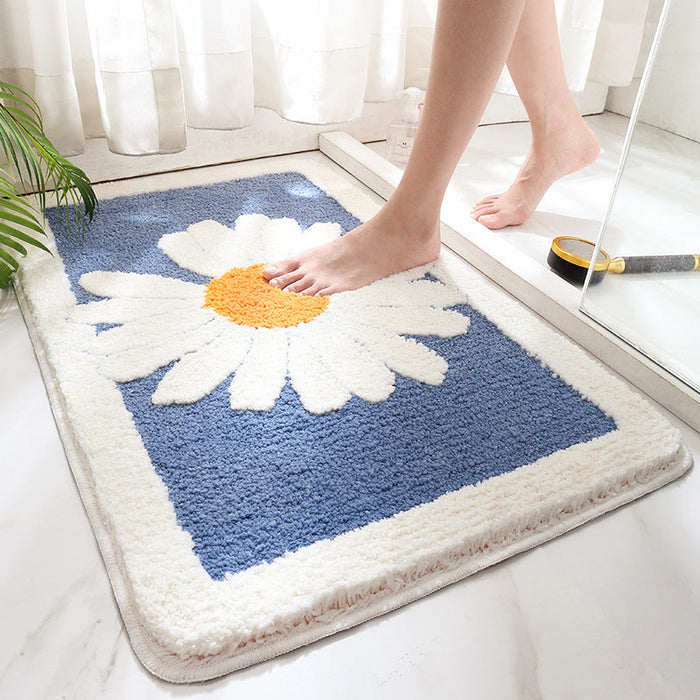 Feblilac Daisy Chrysanthemum Flower Bath Mat