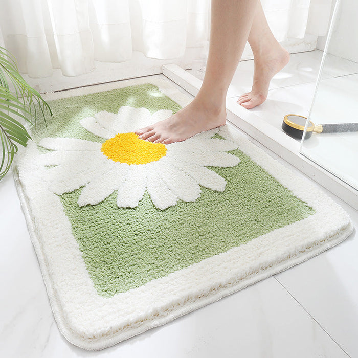 Feblilac Daisy Chrysanthemum Flower Bath Mat