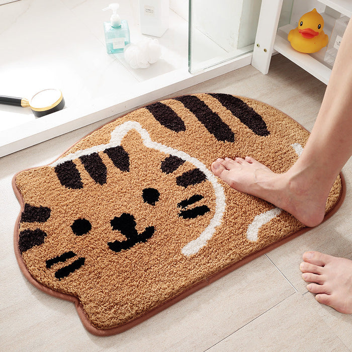 Feblilac Smiling Cat Bath Mat, Animal Bathroom Rug