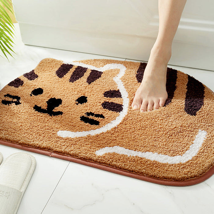 Feblilac Smiling Cat Bath Mat, Animal Bathroom Rug