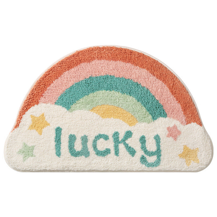 Feblilac Semicircle Sun and Cloud Bath Mat, Have A Nice Day Mat